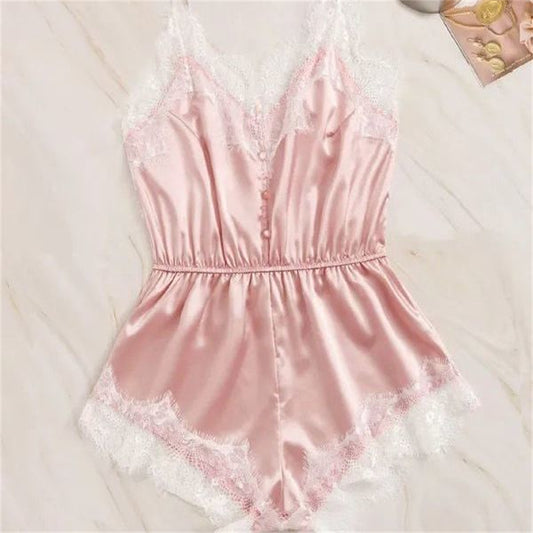 wuyemeili Women's underwear pajamas zt033 Lace ice silk pajamas High-end home pajamas Sexy Women's Suspender Nightdress