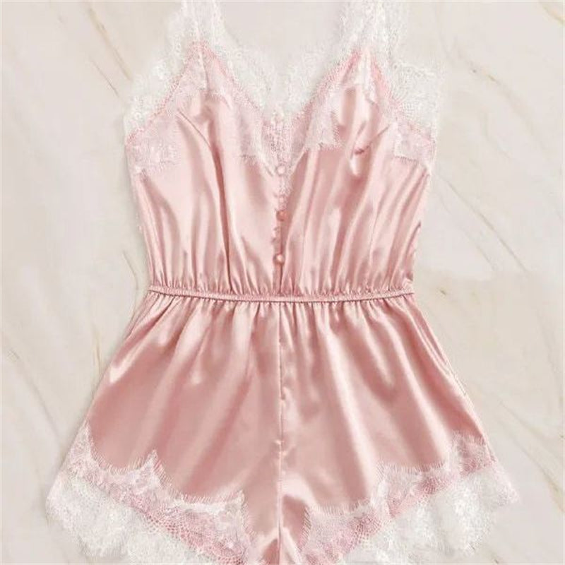wuyemeili Women's underwear pajamas zt033 Lace ice silk pajamas High-end home pajamas Sexy Women's Suspender Nightdress