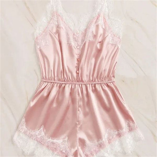 wuyemeili Women's underwear pajamas zt033 Lace ice silk pajamas High-end home pajamas Sexy Women's Suspender Nightdress