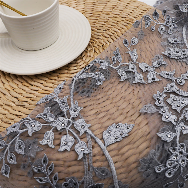 chuangyuansu Embossed embroidered hot diamond fabric Embroidered fabric Embroidered textile  Cloth embroidery
